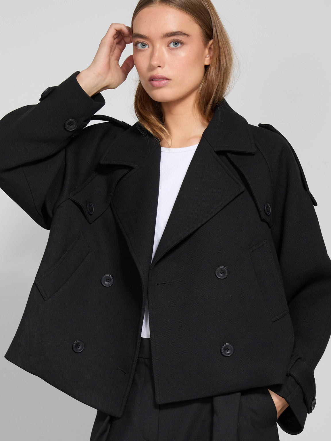 HANNI TWIL JACKET - BLACK