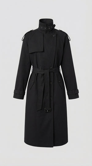 HEATHER TRENCH COAT - BLACK
