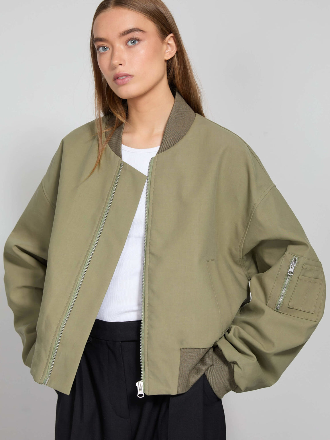 KIAN CANVAS BOMBER JACKET - ARMY