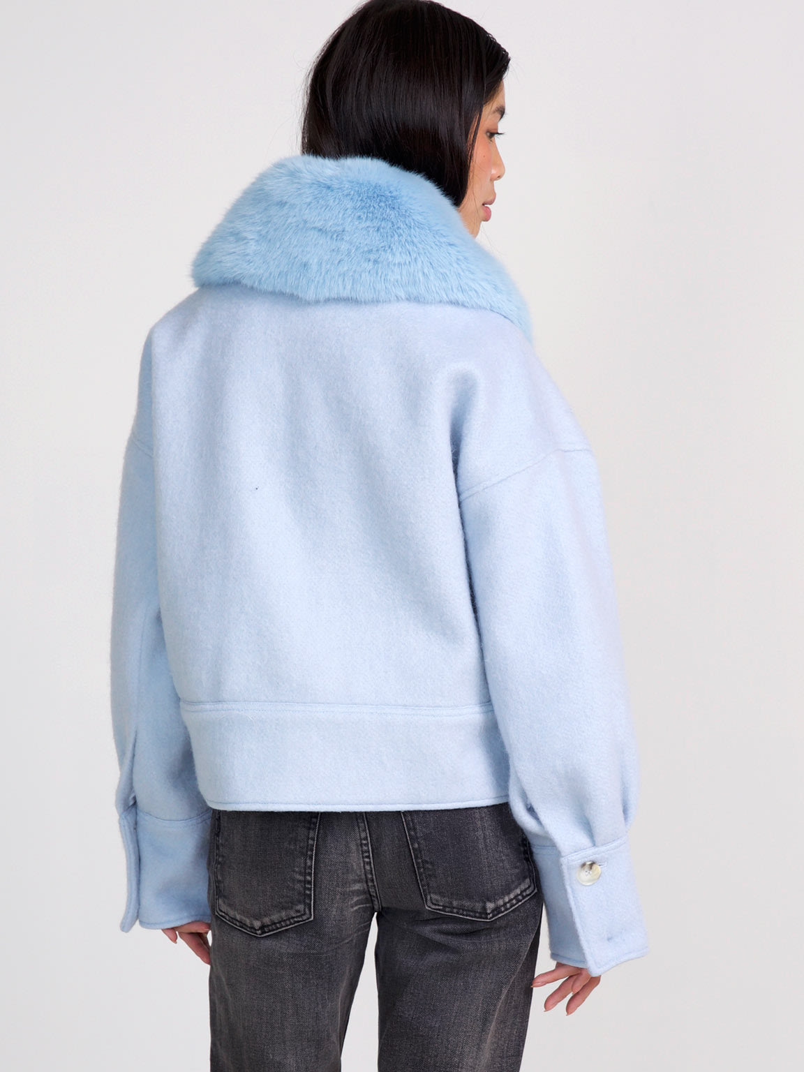 CHARLIE JACKET MOHAIR FAUX FUR - LIGHT BLUE