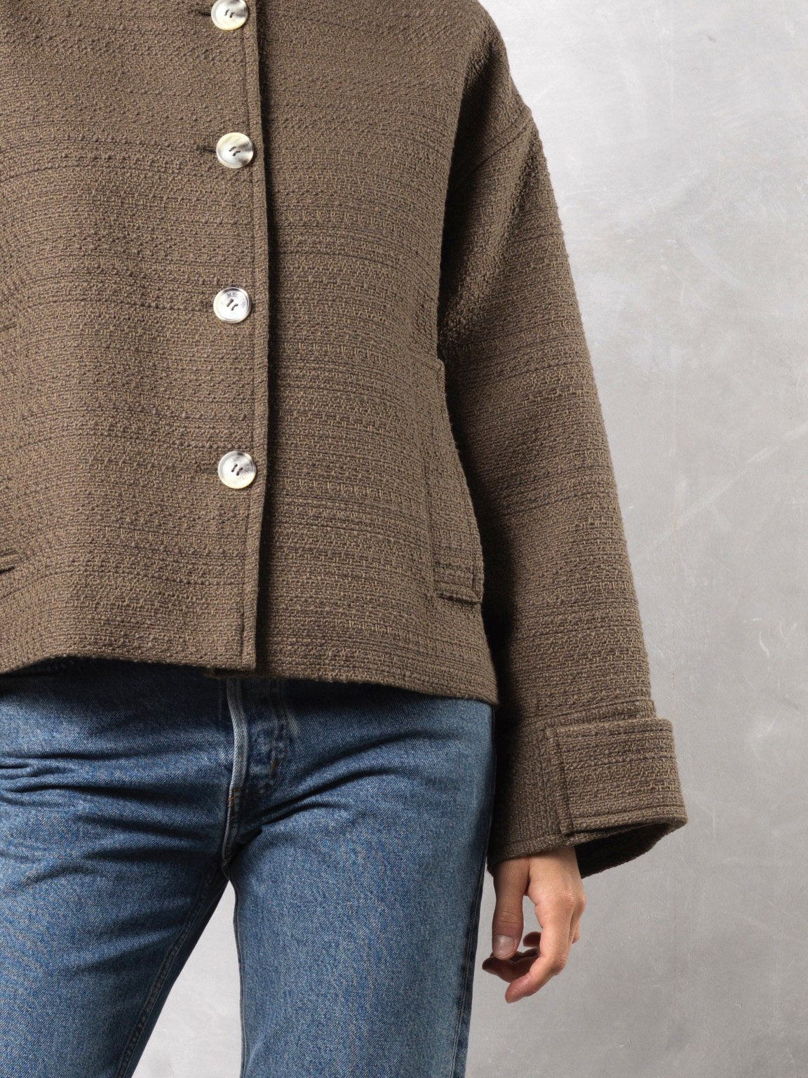 COCO TWEED JACKET - DUSTY GREEN