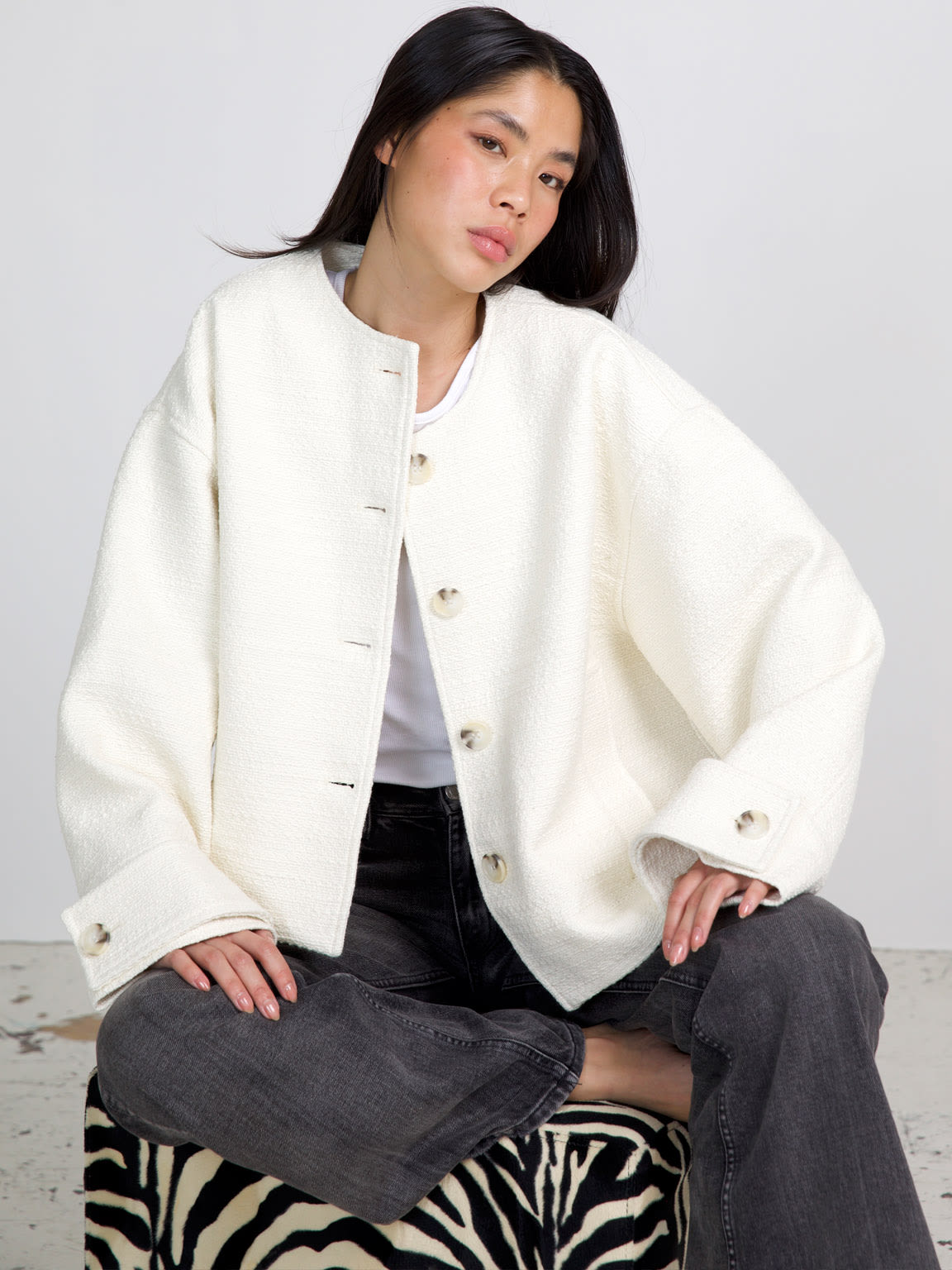 COCO TWEED JACKET - CREME