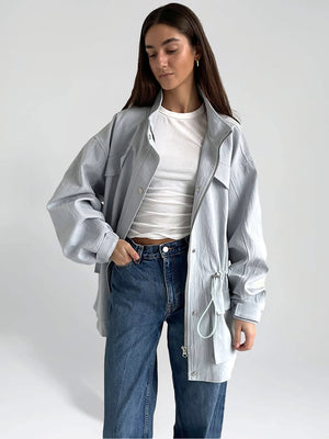 TRACY LINEN JACKET - LIGHT BLUE