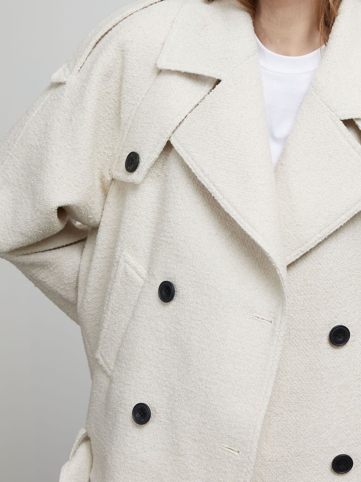 KIRA BOUCLE TRENCH JACKET - CRÈME