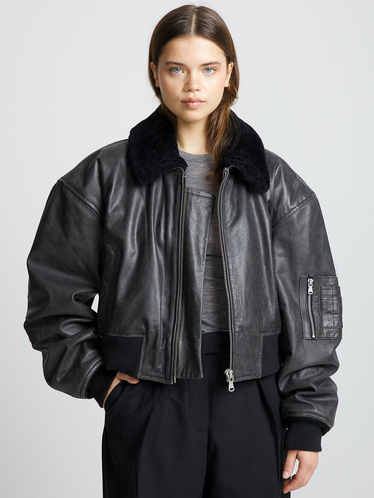 BONNIE CROPPED BOMBER - SHEARLING