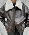 BILLY LEATHER BOMBER - BROWN