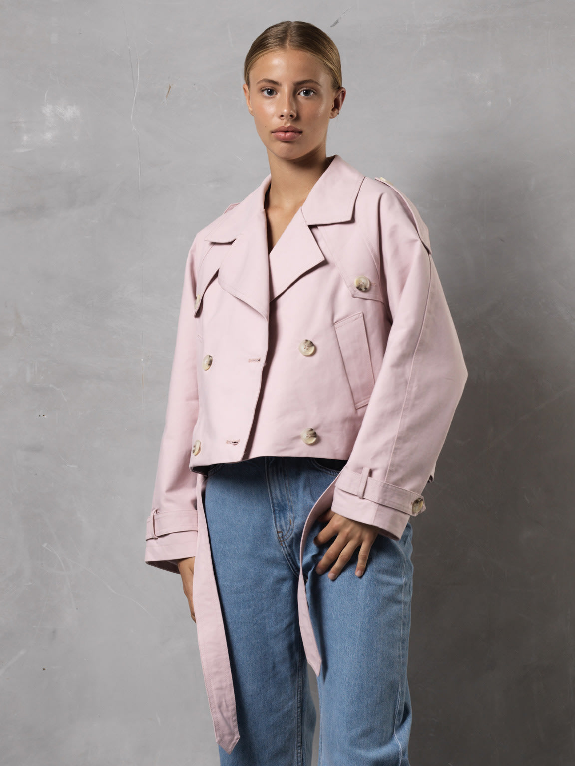 BOBBY CANVAS TRENCH JACKET - LIGHT PINK
