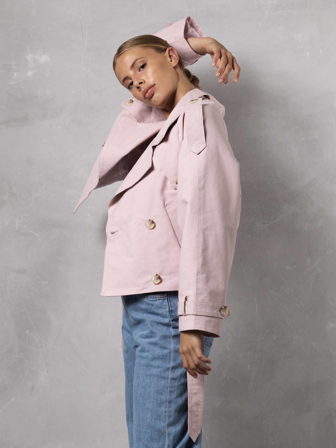 BOBBY CANVAS TRENCHJACKET - LIGHT PINK